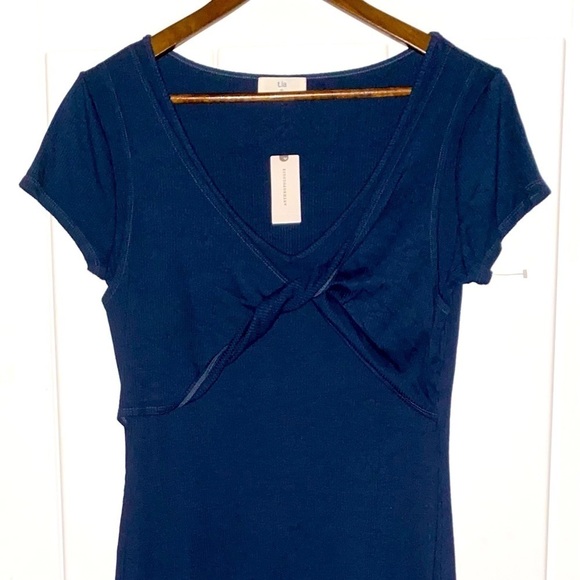 Anthropology Twist Front‎ Knit Midi Dress Minimalist NEW Women Size S Pullover - Picture 2 of 8